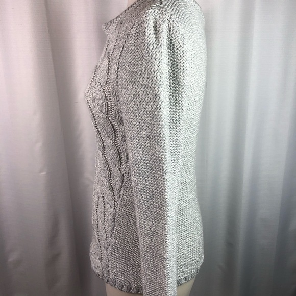 Timing Gray Cable Fringe Sweater L - Picture 4 of 7